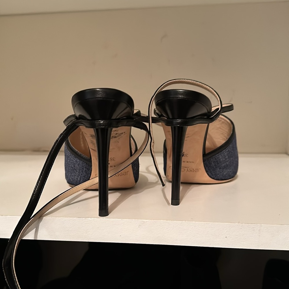 Authentic, Jimmy Choo, Denim Front ,Open Toe Lace… - image 5